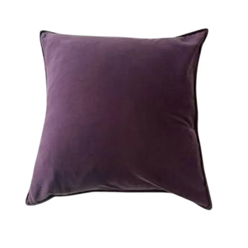 Crate & Barrel Bennet Orchid Velvet Pillow Covers Set 18x18‎ Purple Plum Cotton